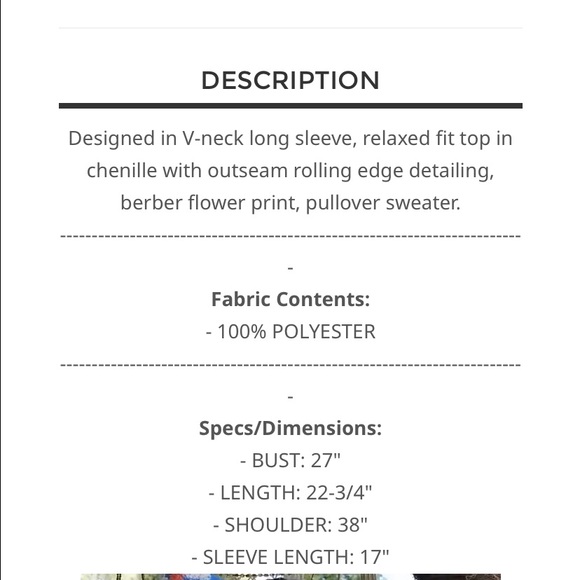 $40 start 166 2 LEFT ⬇️POL Soft Berber floral sweater - Picture 7 of 7